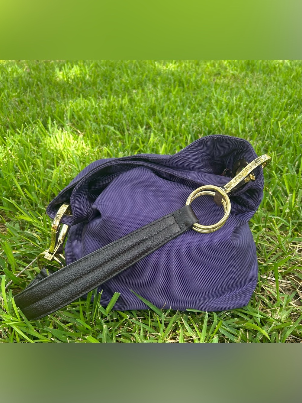 JPK Paris 75 Purple Shoulder Bag HOBO Bag with Gold Accent and Black Strap